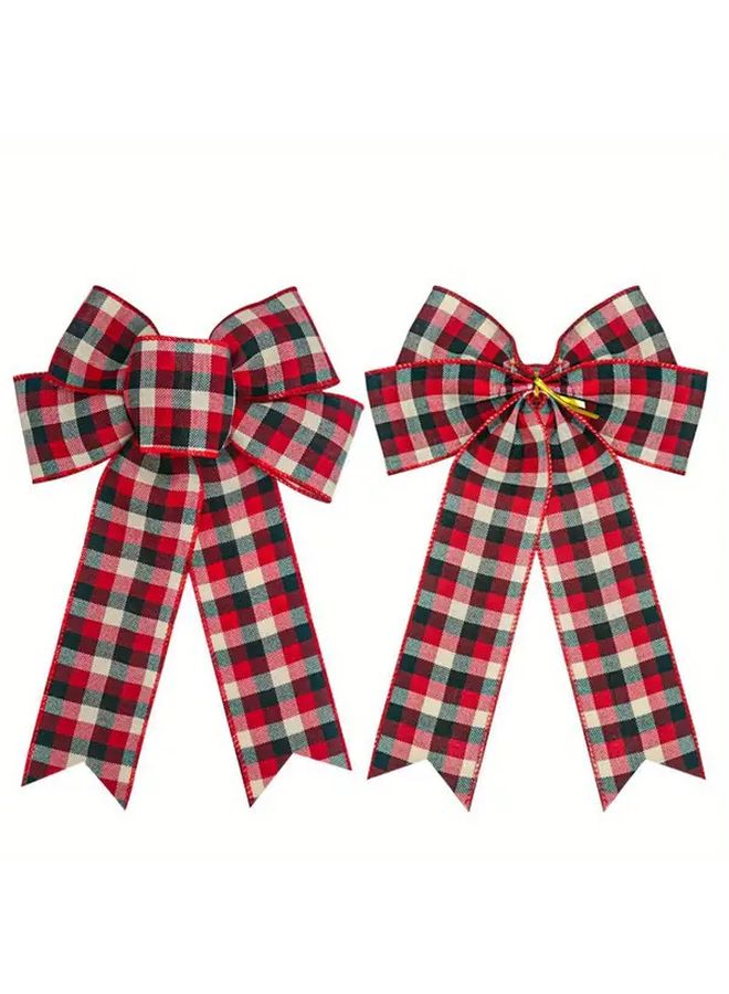 3pcs Assorted Color Checkered Fabric Bows For Holiday Decoration Christmas Halloween Thanksgiving - Image 5
